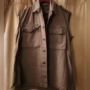 Vintage Dutch Army Sleeveless Button Down